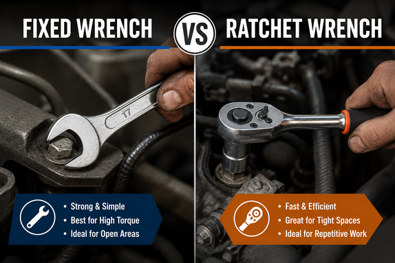 Fixed Wrench vs Ratchet Wrench: When to Use Each